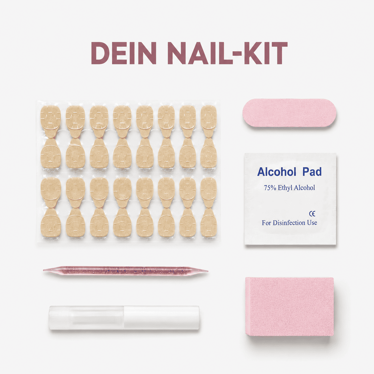 Fine Nails Nail-Kit – Inhalt mit Klebepads, Liquid Glue und Zubehör
