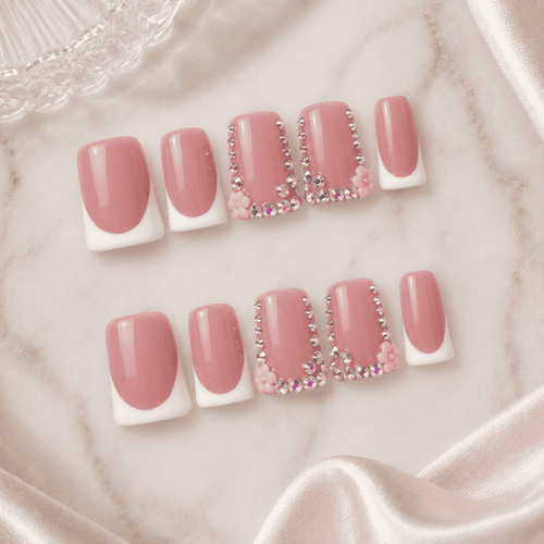 Fine Nails French Kiss – French Tip Design mit Blütendetails (Duck-Form), Produktfoto