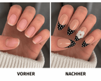 Fine Nails Iconic – Schwarz-Weißes Design, Vorher-Nachher-Vergleich