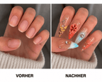 Fine Nails Island Gurl – Tropisches Blüten-Design, Vorher-Nachher-Vergleich