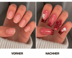 Fine Nails Love Letter – Cremeweißes Design mit roten Blüten, Vorher-Nachher-Vergleich