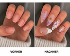Fine Nails Obsession – Lavendel Design mit goldenem Glitzer, Vorher-Nachher-Vergleich