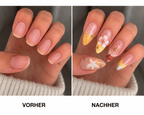 Fine Nails Ocean Breeze – Maritimes Sommerblumen-Design, Vorher-Nachher-Vergleich