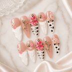 Fine Nails Summer Crush – Pinkes Design mit Blüten und Schmetterlingen (Lange Mandel), Produktfoto