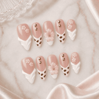 Fine Nails Sweetie – Babyrosa Press-on Nägel mit 3D-Details (Mandelform), Produktfoto