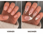 Fine Nails Sweetie – Babyrosa Design mit 3D-Details, Vorher-Nachher-Vergleich